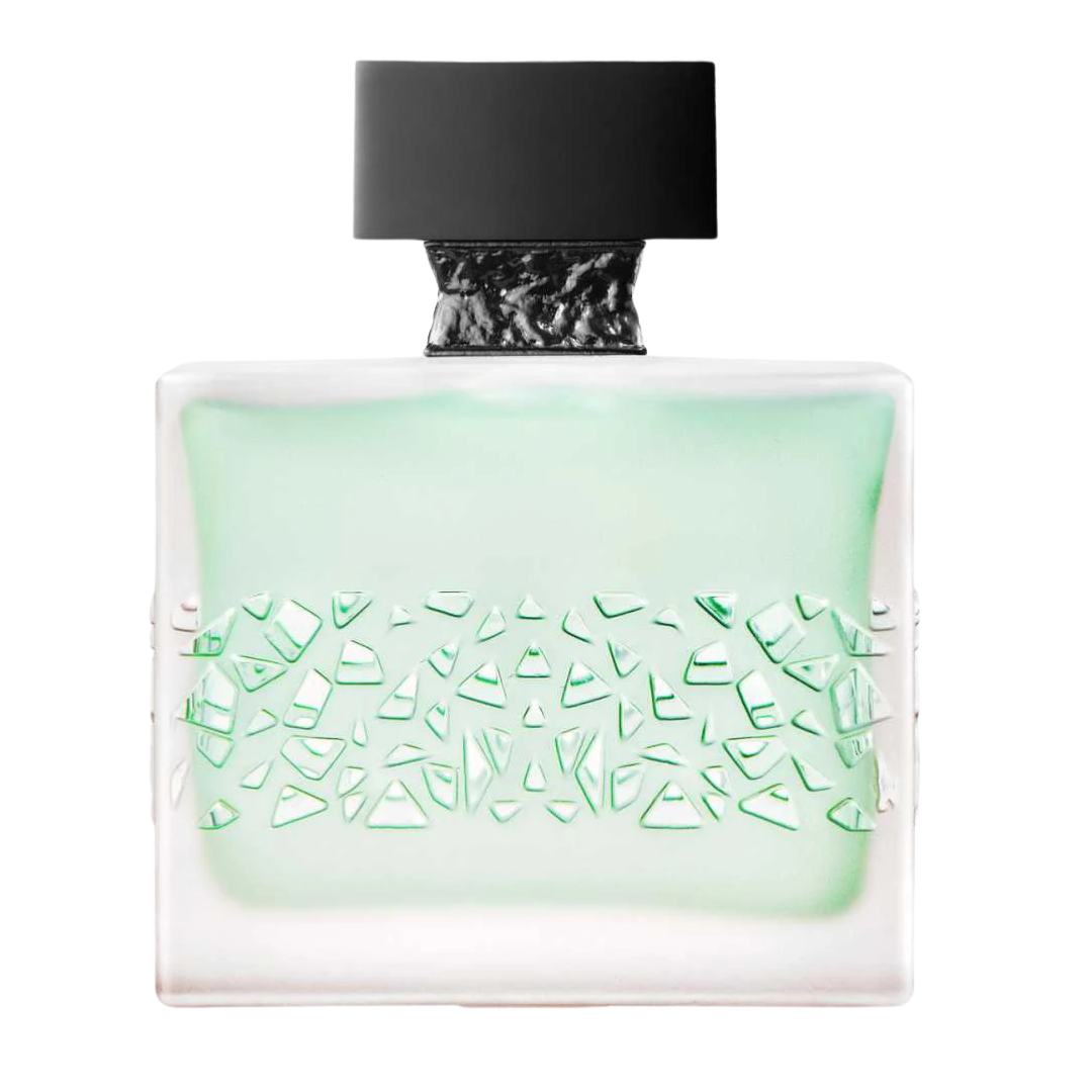 A decant of GnTonic perfume by M. Micallef, showing a clear bottle with green liquid and black cap.